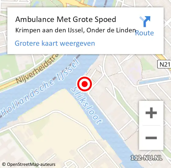 Locatie op kaart van de 112 melding: Ambulance Met Grote Spoed Naar Krimpen aan den IJssel, Onder de Linden op 26 november 2013 16:23