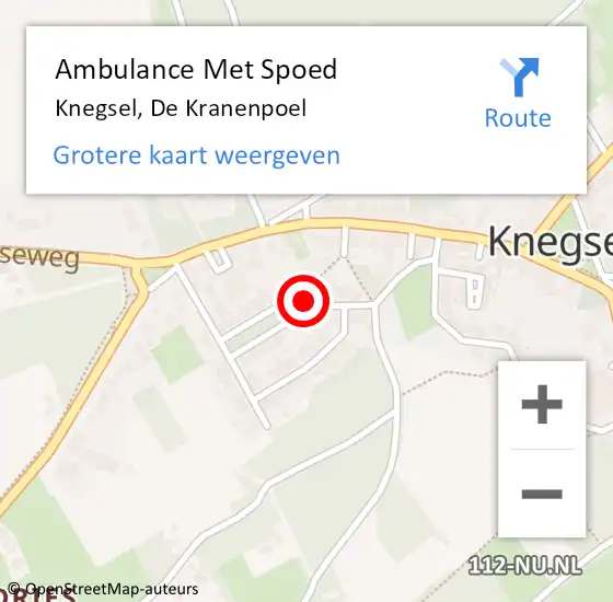 Locatie op kaart van de 112 melding: Ambulance Met Spoed Naar Knegsel, De Kranenpoel op 11 november 2015 19:04