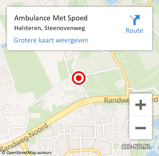 Locatie op kaart van de 112 melding: Ambulance Met Spoed Naar Halsteren, Steenovenweg op 11 november 2015 21:51