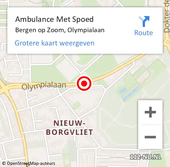 Locatie op kaart van de 112 melding: Ambulance Met Spoed Naar Bergen op Zoom, Olympialaan op 12 november 2015 02:23
