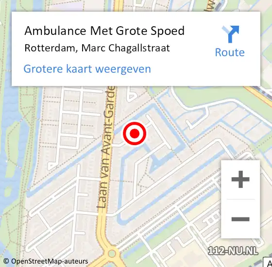 Locatie op kaart van de 112 melding: Ambulance Met Grote Spoed Naar Rotterdam, Marc Chagallstraat op 12 november 2015 05:33