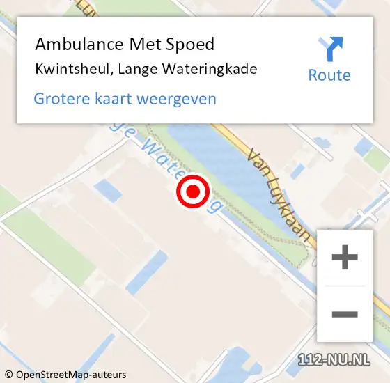 Locatie op kaart van de 112 melding: Ambulance Met Spoed Naar Kwintsheul, Lange Wateringkade op 12 november 2015 06:08