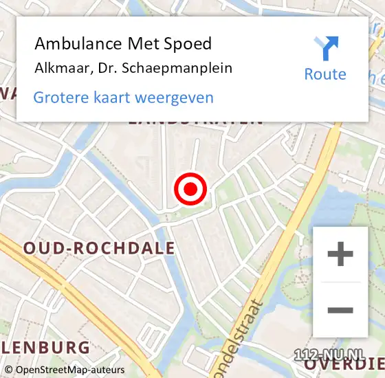 Locatie op kaart van de 112 melding: Ambulance Met Spoed Naar Alkmaar, Dr. Schaepmanplein op 12 november 2015 16:57