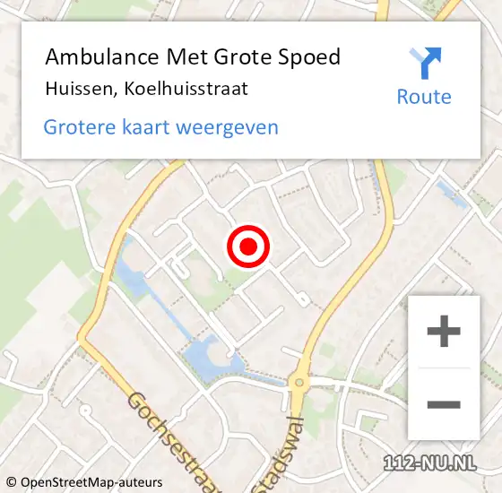 Locatie op kaart van de 112 melding: Ambulance Met Grote Spoed Naar Huissen, Koelhuisstraat op 26 november 2013 18:35