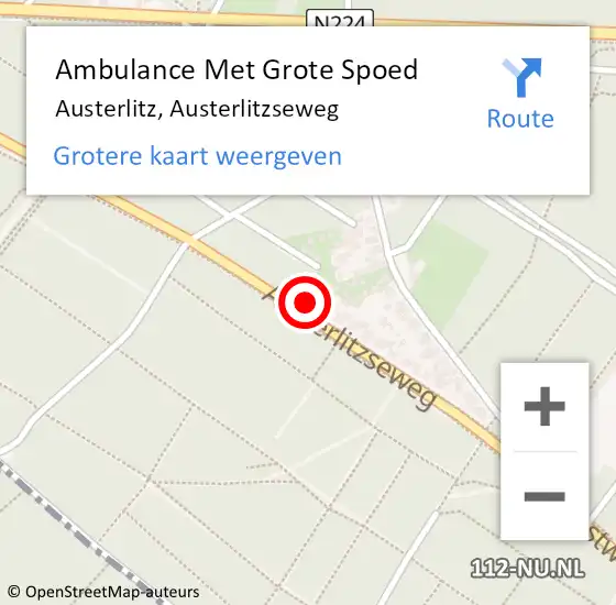 Locatie op kaart van de 112 melding: Ambulance Met Grote Spoed Naar Austerlitz, Austerlitzseweg op 13 november 2015 08:10
