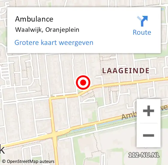Locatie op kaart van de 112 melding: Ambulance Waalwijk, Oranjeplein op 13 november 2015 14:29