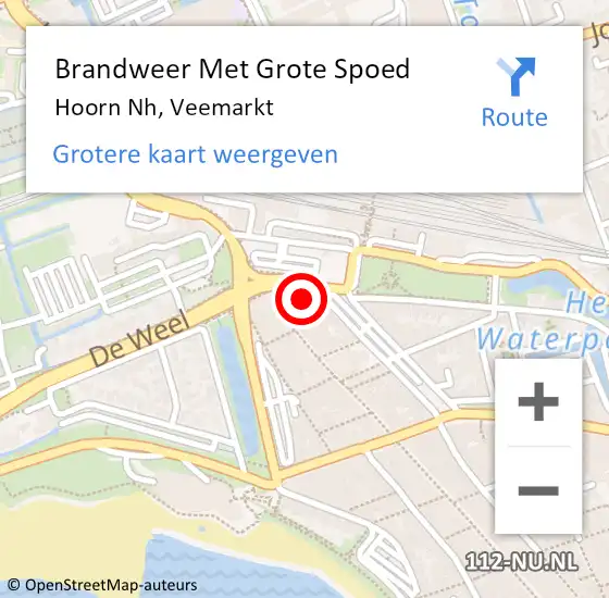 Locatie op kaart van de 112 melding: Brandweer Met Grote Spoed Naar Hoorn Nh, Veemarkt op 13 november 2015 16:28