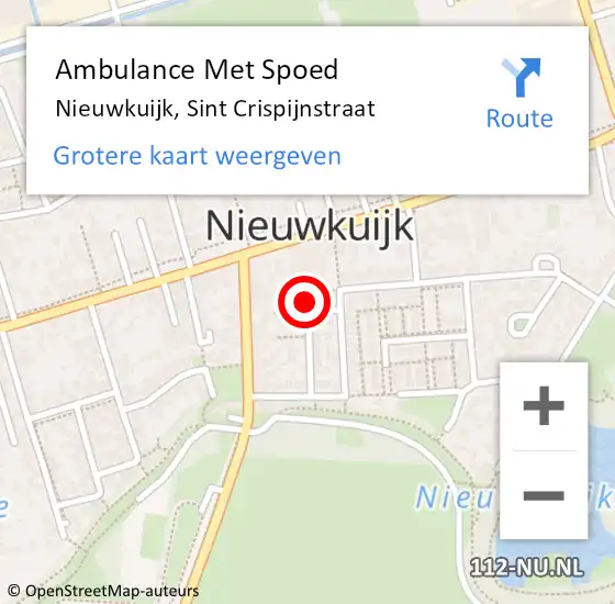 Locatie op kaart van de 112 melding: Ambulance Met Spoed Naar Nieuwkuijk, Sint Crispijnstraat op 13 november 2015 18:28
