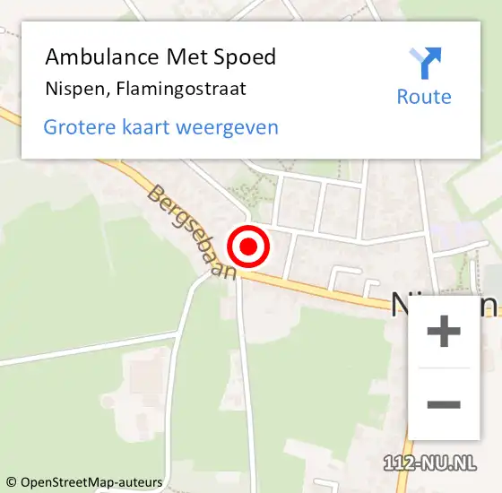 Locatie op kaart van de 112 melding: Ambulance Met Spoed Naar Nispen, Flamingostraat op 14 november 2015 03:30