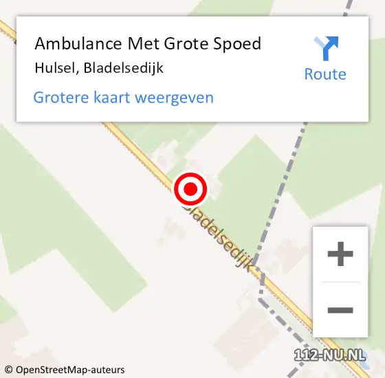 Locatie op kaart van de 112 melding: Ambulance Met Grote Spoed Naar Hulsel, Bladelsedijk op 14 november 2015 14:41