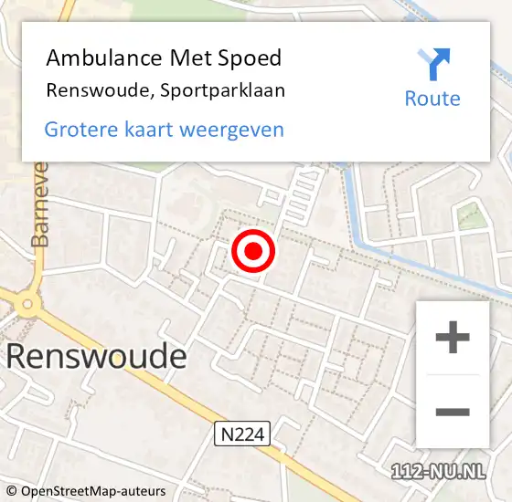 Locatie op kaart van de 112 melding: Ambulance Met Spoed Naar Renswoude, Sportparklaan op 14 november 2015 16:36