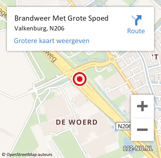 Locatie op kaart van de 112 melding: Brandweer Met Grote Spoed Naar Valkenburg, N206 op 14 november 2015 17:17