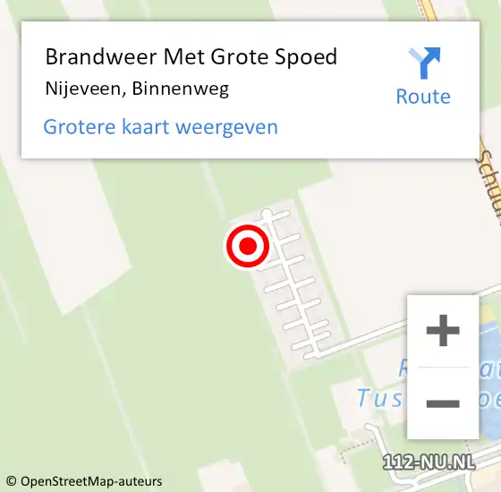 Locatie op kaart van de 112 melding: Brandweer Met Grote Spoed Naar Nijeveen, Binnenweg op 27 november 2013 00:48