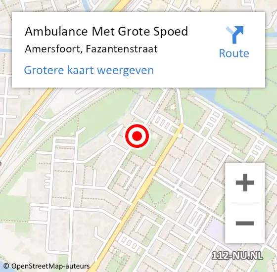 Locatie op kaart van de 112 melding: Ambulance Met Grote Spoed Naar Amersfoort, Fazantenstraat op 15 november 2015 11:31
