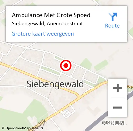 Locatie op kaart van de 112 melding: Ambulance Met Grote Spoed Naar Siebengewald, Anemoonstraat op 16 november 2015 12:58