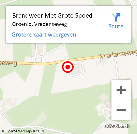 Locatie op kaart van de 112 melding: Brandweer Met Grote Spoed Naar Groenlo, Vredenseweg op 16 november 2015 18:35