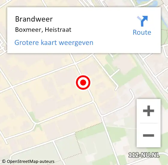 Locatie op kaart van de 112 melding: Brandweer Boxmeer, Heistraat op 16 november 2015 21:40