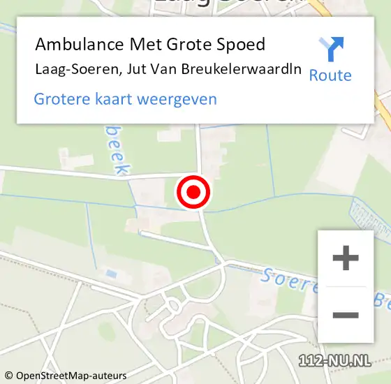 Locatie op kaart van de 112 melding: Ambulance Met Grote Spoed Naar Laag-Soeren, Jut Van Breukelerwaardln op 17 november 2015 01:46