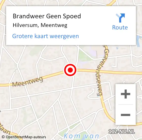 Locatie op kaart van de 112 melding: Brandweer Geen Spoed Naar Bussum, Meentweg op 17 november 2015 10:10