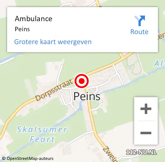 Locatie op kaart van de 112 melding: Ambulance Peins op 17 november 2015 19:06