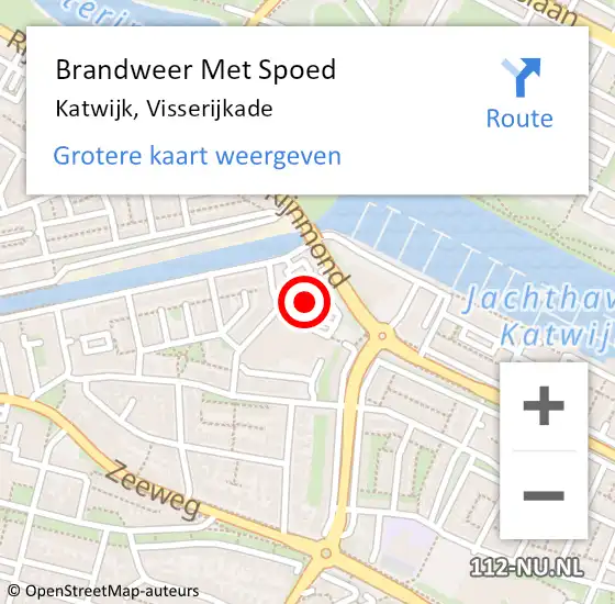 Locatie op kaart van de 112 melding: Brandweer Met Spoed Naar Katwijk, Visserijkade op 17 november 2015 20:39