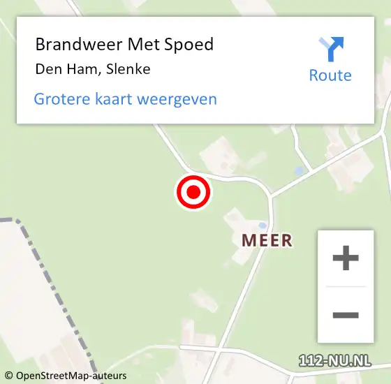 Locatie op kaart van de 112 melding: Brandweer Met Spoed Naar Den Ham, Slenke op 18 november 2015 07:31