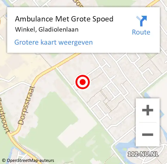 Locatie op kaart van de 112 melding: Ambulance Met Grote Spoed Naar Winkel, Gladiolenlaan op 18 november 2015 11:31