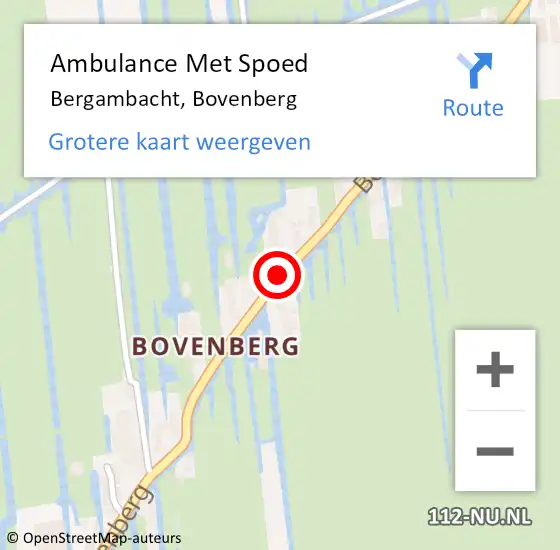 Locatie op kaart van de 112 melding: Ambulance Met Spoed Naar Bergambacht, Bovenberg op 18 november 2015 12:00