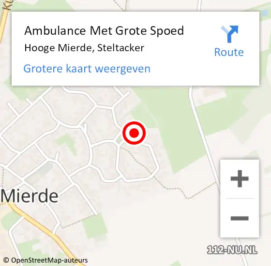 Locatie op kaart van de 112 melding: Ambulance Met Grote Spoed Naar Hooge Mierde, Steltacker op 18 november 2015 14:12