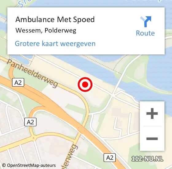 Locatie op kaart van de 112 melding: Ambulance Met Spoed Naar Wessem, Polderweg op 18 november 2015 17:43