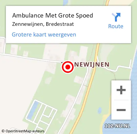 Locatie op kaart van de 112 melding: Ambulance Met Grote Spoed Naar Zennewijnen, Bredestraat op 18 november 2015 21:29