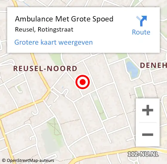 Locatie op kaart van de 112 melding: Ambulance Met Grote Spoed Naar Reusel, Rotingstraat op 19 november 2015 04:31