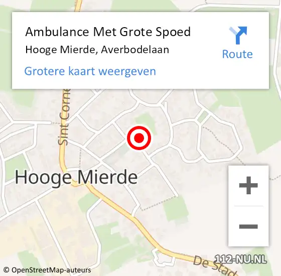 Locatie op kaart van de 112 melding: Ambulance Met Grote Spoed Naar Hooge Mierde, Averbodelaan op 19 november 2015 11:35