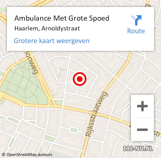 Locatie op kaart van de 112 melding: Ambulance Met Grote Spoed Naar Haarlem, Arnoldystraat op 20 november 2015 14:09