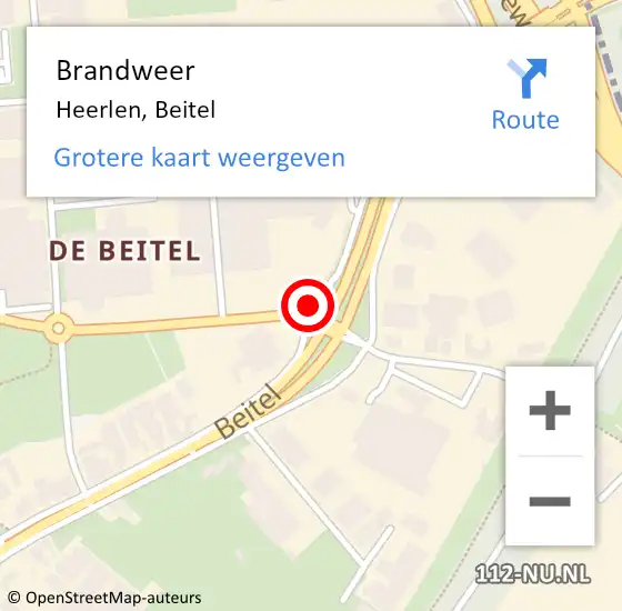 Locatie op kaart van de 112 melding: Brandweer Heerlen, Beitel op 27 november 2013 14:58