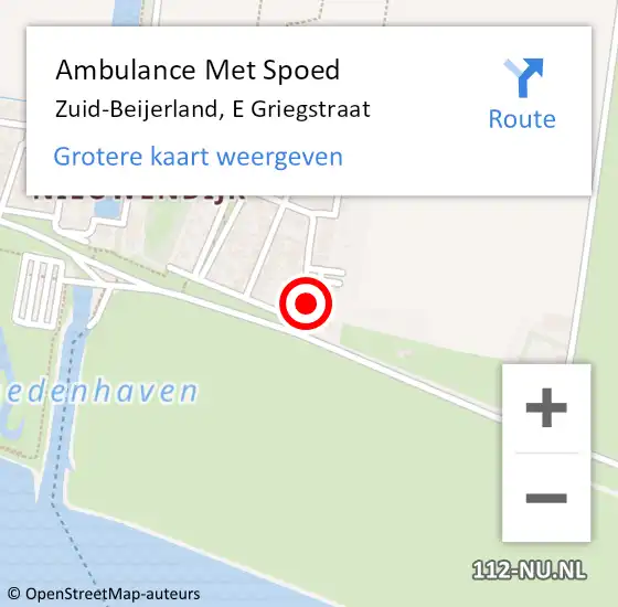 Locatie op kaart van de 112 melding: Ambulance Met Spoed Naar Zuid-Beijerland, E Griegstraat op 20 november 2015 21:19