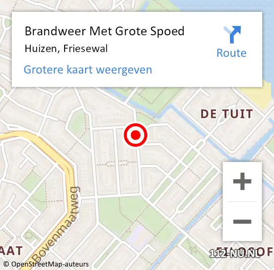 Locatie op kaart van de 112 melding: Brandweer Met Grote Spoed Naar Huizen, Friesewal op 21 november 2015 00:58