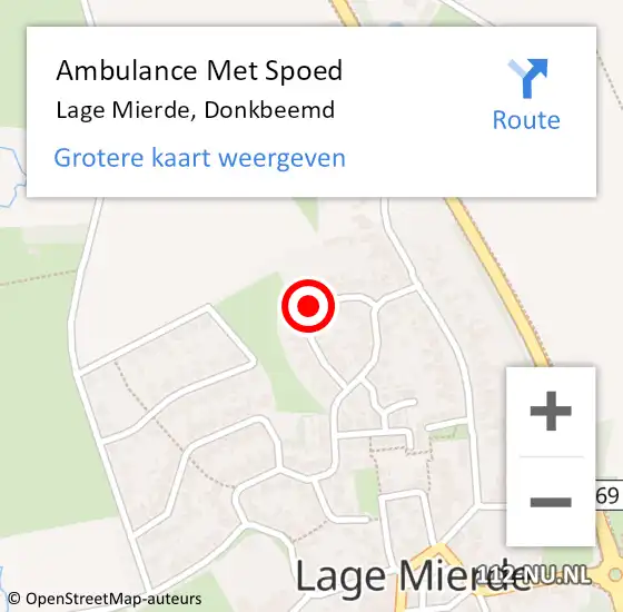 Locatie op kaart van de 112 melding: Ambulance Met Spoed Naar Lage Mierde, Donkbeemd op 21 november 2015 14:59