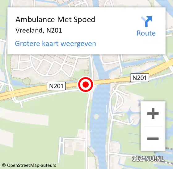Locatie op kaart van de 112 melding: Ambulance Met Spoed Naar Vreeland, N201 op 27 november 2013 22:00
