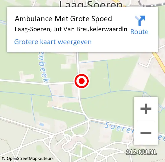 Locatie op kaart van de 112 melding: Ambulance Met Grote Spoed Naar Laag-Soeren, Jut Van Breukelerwaardln op 27 november 2013 22:58