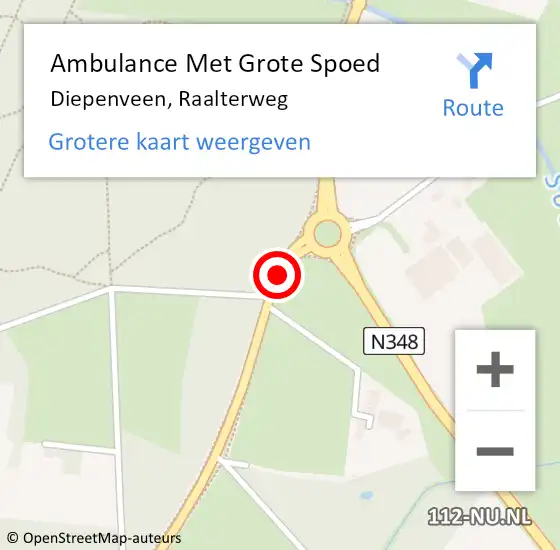 Locatie op kaart van de 112 melding: Ambulance Met Grote Spoed Naar Diepenveen, Raalterweg op 24 november 2015 23:32