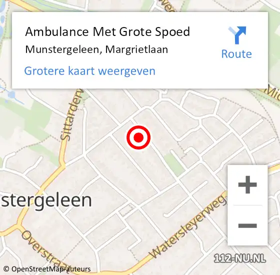Locatie op kaart van de 112 melding: Ambulance Met Grote Spoed Naar Munstergeleen, Margrietlaan op 28 november 2013 01:20