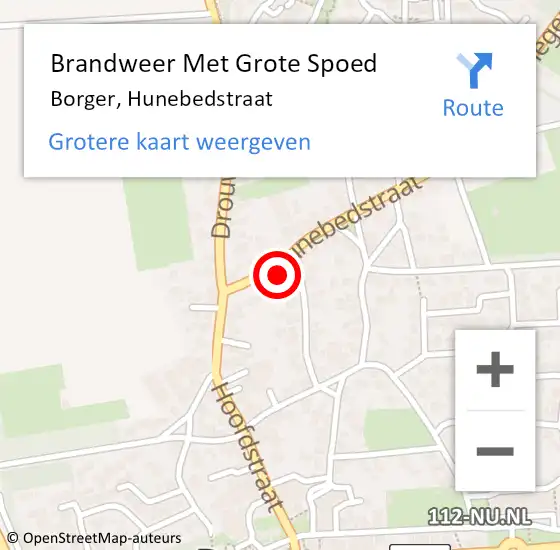 Locatie op kaart van de 112 melding: Brandweer Met Grote Spoed Naar Borger, Hunebedstraat op 25 november 2015 16:51