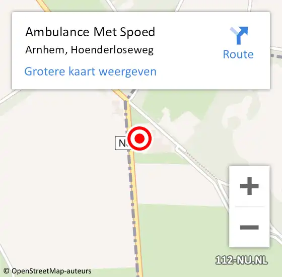 Locatie op kaart van de 112 melding: Ambulance Met Spoed Naar Arnhem, Hoenderloseweg op 28 november 2013 07:46