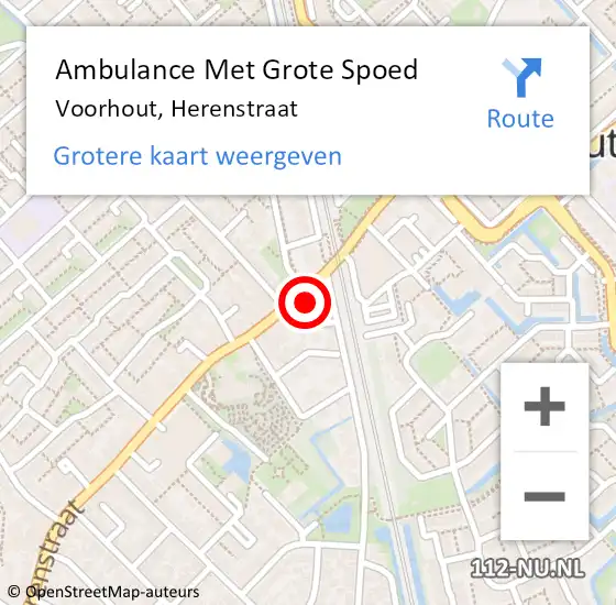 Locatie op kaart van de 112 melding: Ambulance Met Grote Spoed Naar Voorhout, Herenstraat op 26 november 2015 14:46