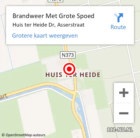 Locatie op kaart van de 112 melding: Brandweer Met Grote Spoed Naar Huis ter Heide Dr, Asserstraat op 26 november 2015 16:19