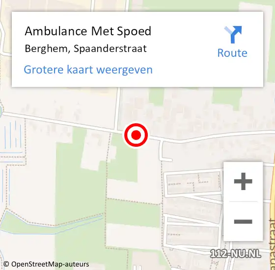 Locatie op kaart van de 112 melding: Ambulance Met Spoed Naar Berghem, Spaanderstraat op 27 november 2015 03:31