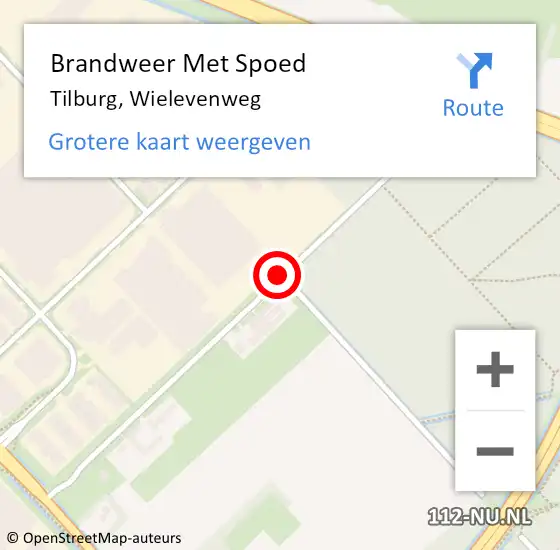 Locatie op kaart van de 112 melding: Brandweer Met Spoed Naar Tilburg, Wielevenweg op 27 november 2015 07:22
