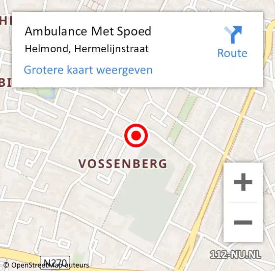 Locatie op kaart van de 112 melding: Ambulance Met Spoed Naar Helmond, Hermelijnstraat op 27 november 2015 19:06