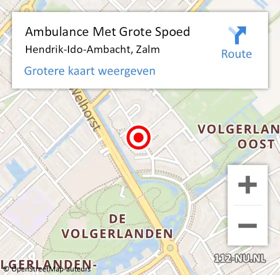 Locatie op kaart van de 112 melding: Ambulance Met Grote Spoed Naar Hendrik-Ido-Ambacht, Zalm op 27 november 2015 19:34